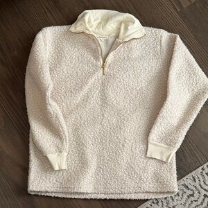 DONNI. Cream Textured Fleece Quarter Zip Jacket